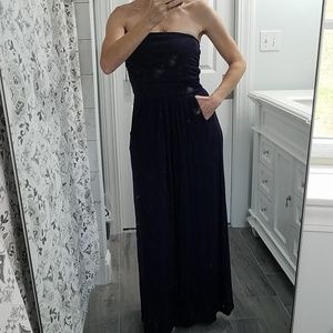 Navy strapless Maxi with pockets